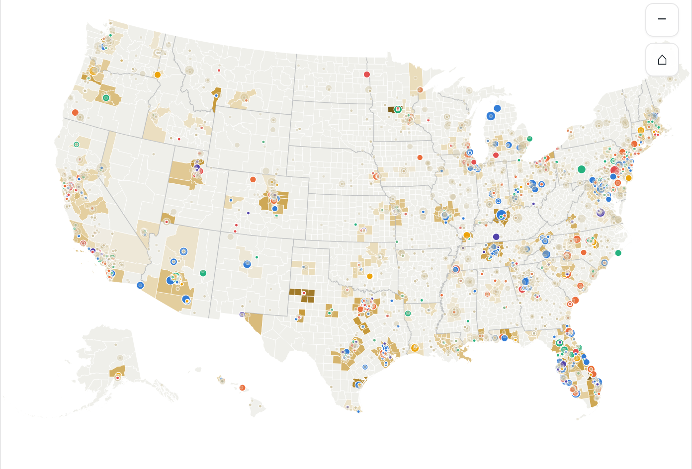 Every Medicare surgery center colored by operator